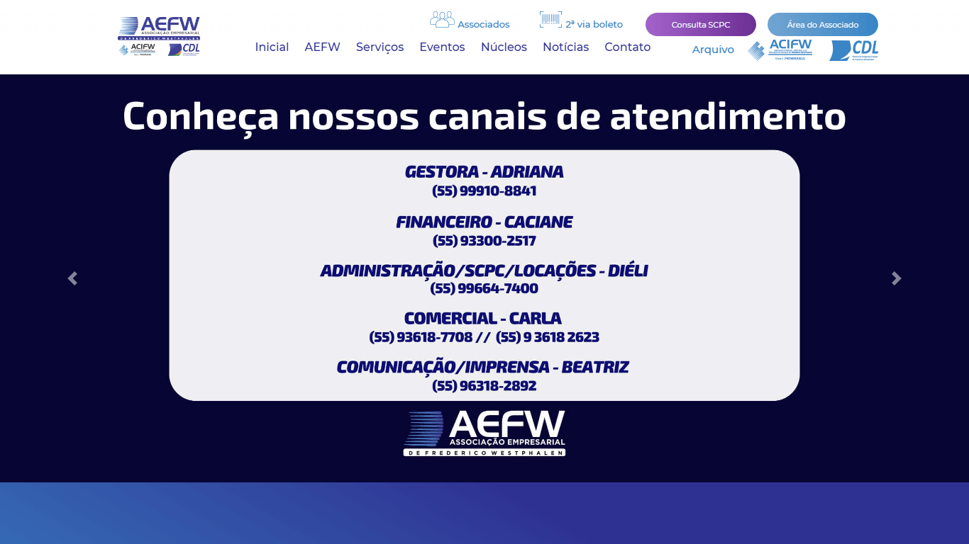 Screenshot do site aefw.com.br