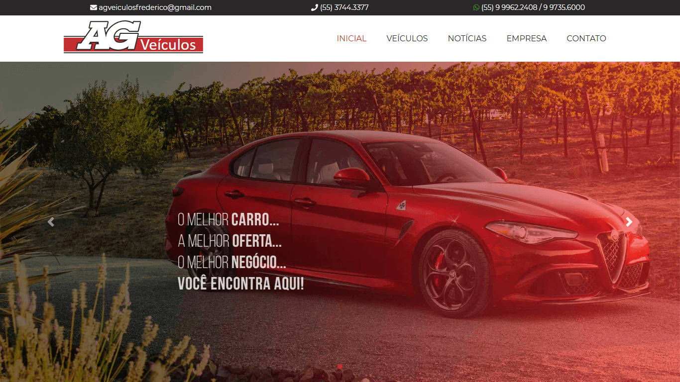 Screenshot do site agveiculosfrederico.com.br