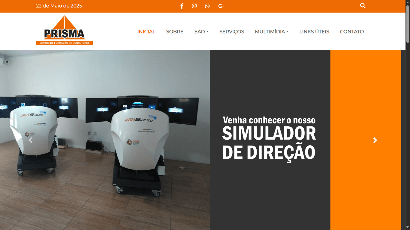 Screenshot do site cfcprisma.com.br