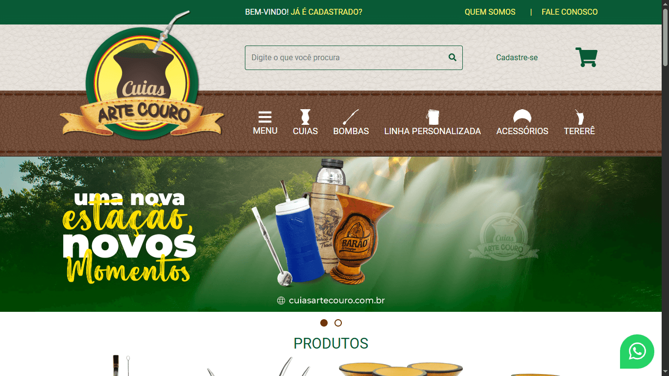 Screenshot do site cuiasartecouro.com.br