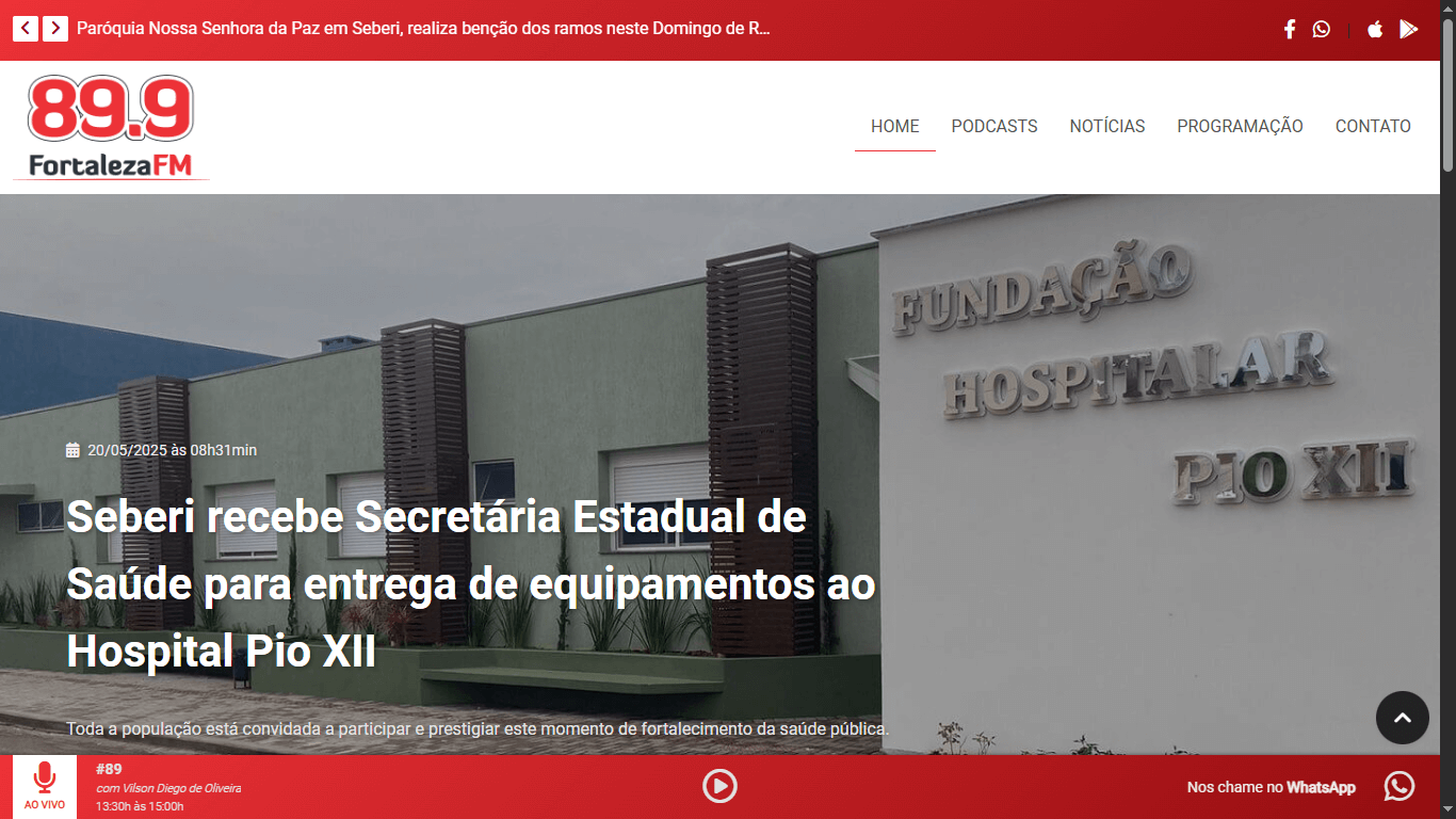 Screenshot do site fortalezafm.radio.br