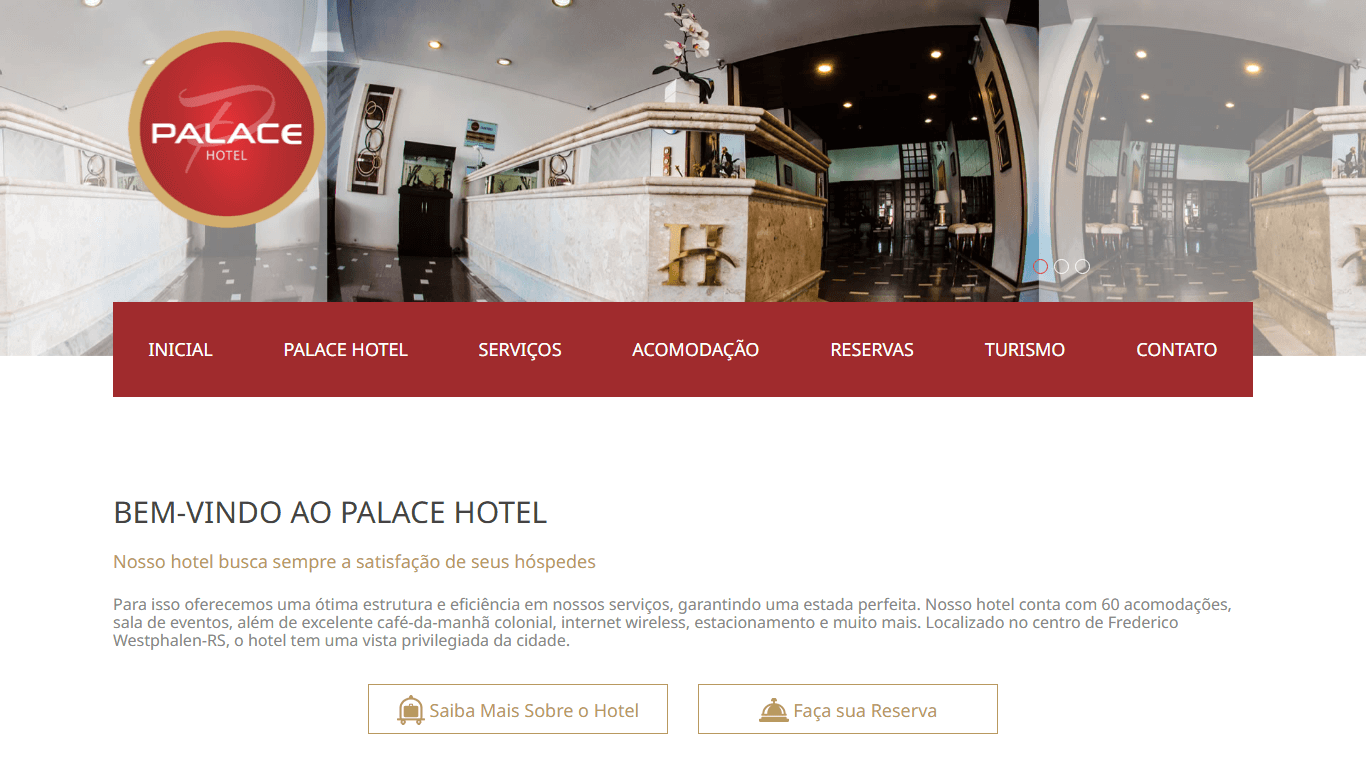 Screenshot do site hotelpalacefw.com.br