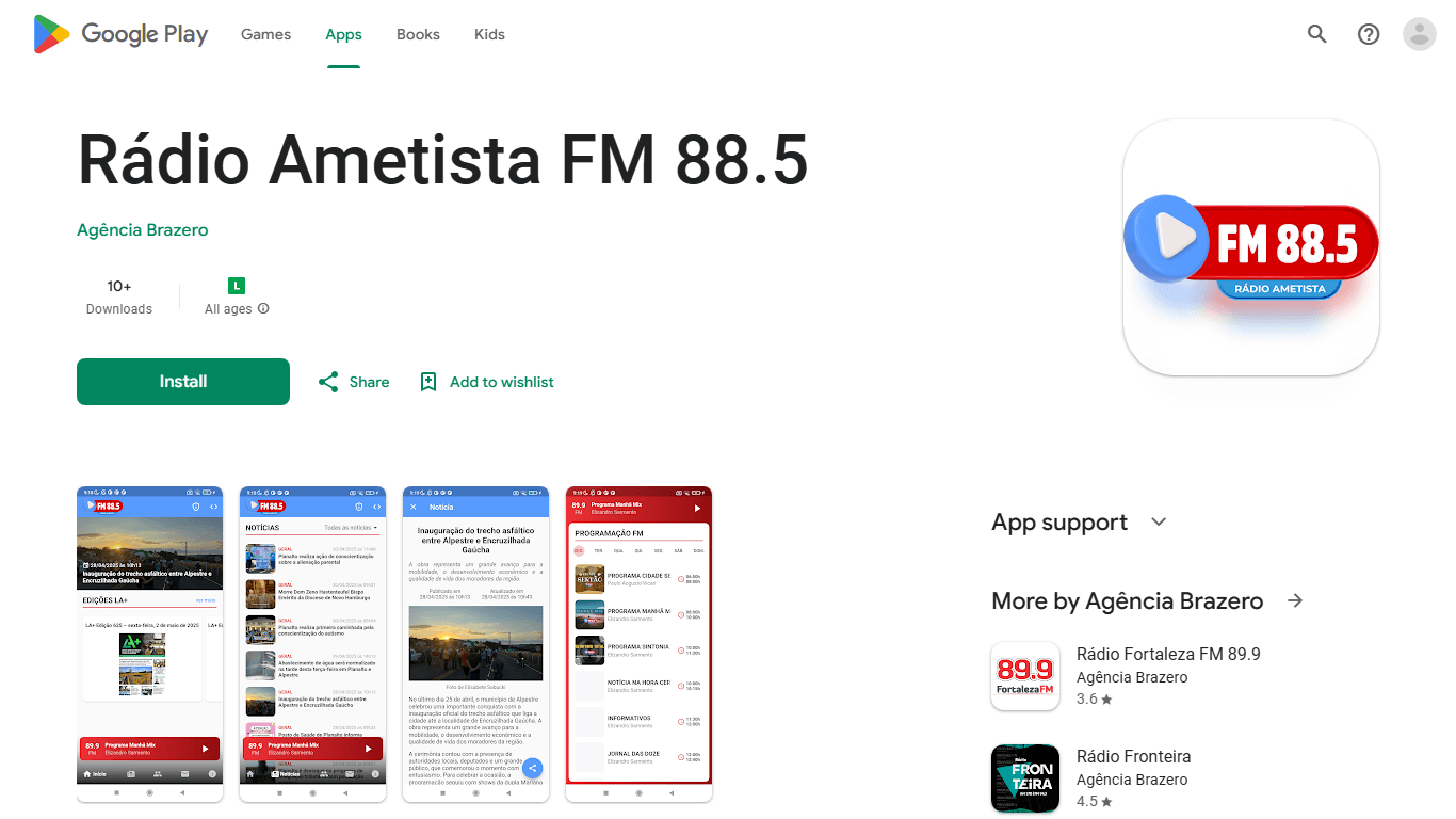 Screenshot do App App Rádio Ametista FM