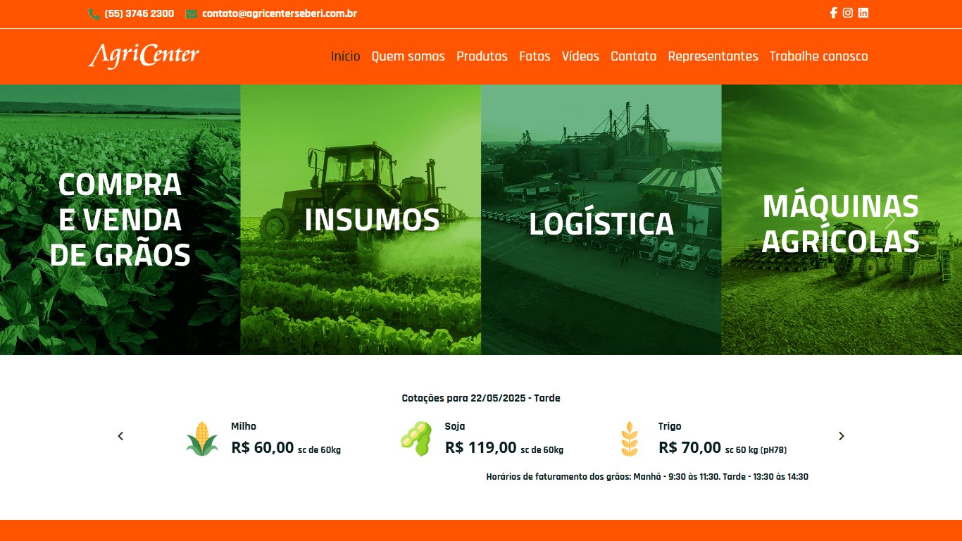 Screenshot do site agricenterseberi.com.br