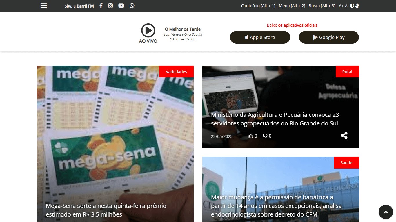 Screenshot do site barrilfm.com.br