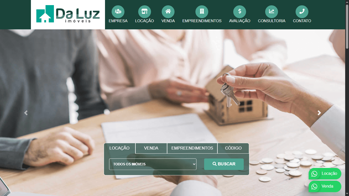 Screenshot do site daluzimoveisfw.com.br