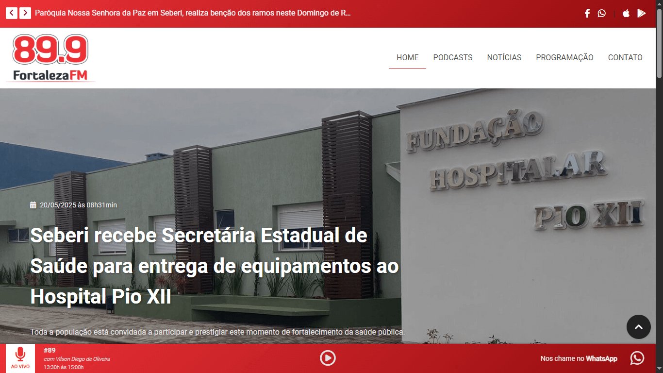 Screenshot do site fortalezafm.radio.br