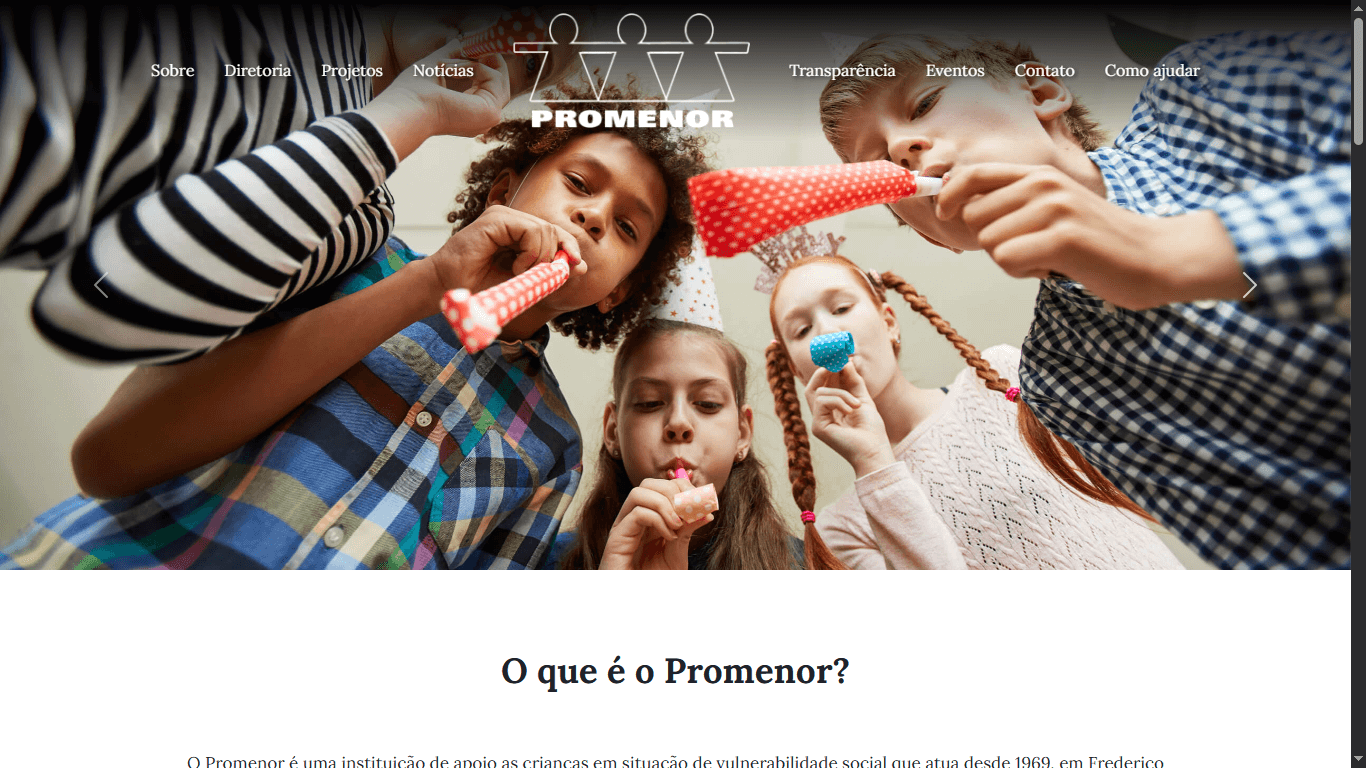 Screenshot do site promenor.com.br