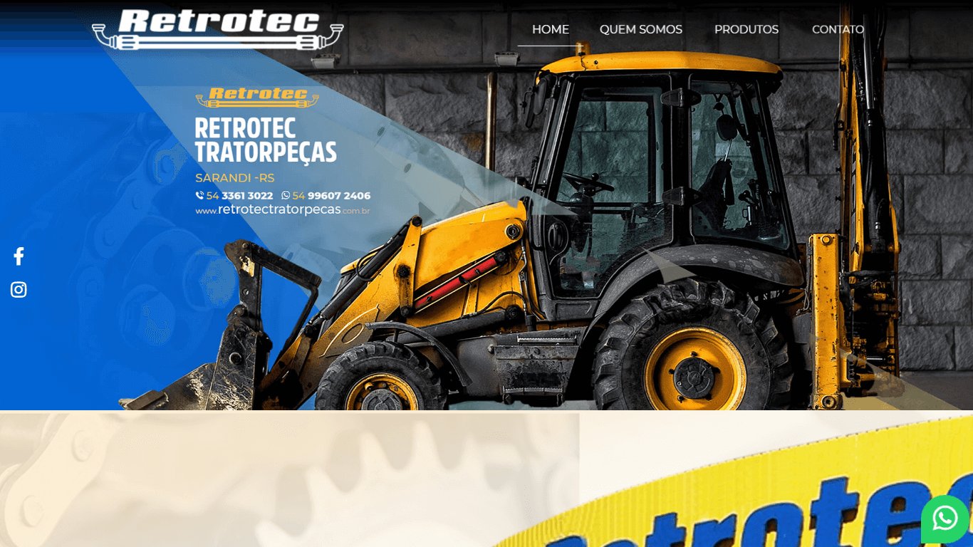 Screenshot do site retrotectratorpecas.com.br