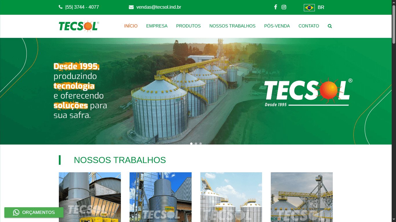 Screenshot do site tecsol.ind.br